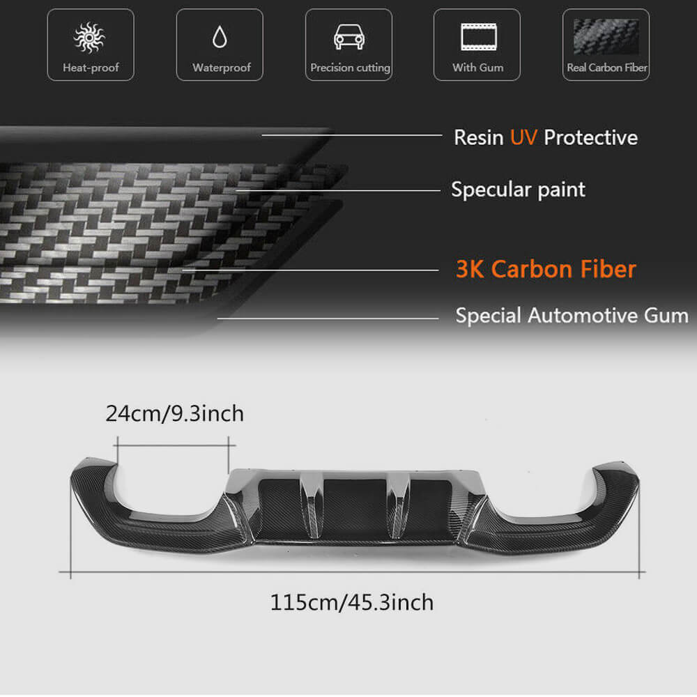 Rear Bumper Diffuser Carbon Fiber V6 (for F87) for BMW 2 Series F22/23 2014-2021 - image 6