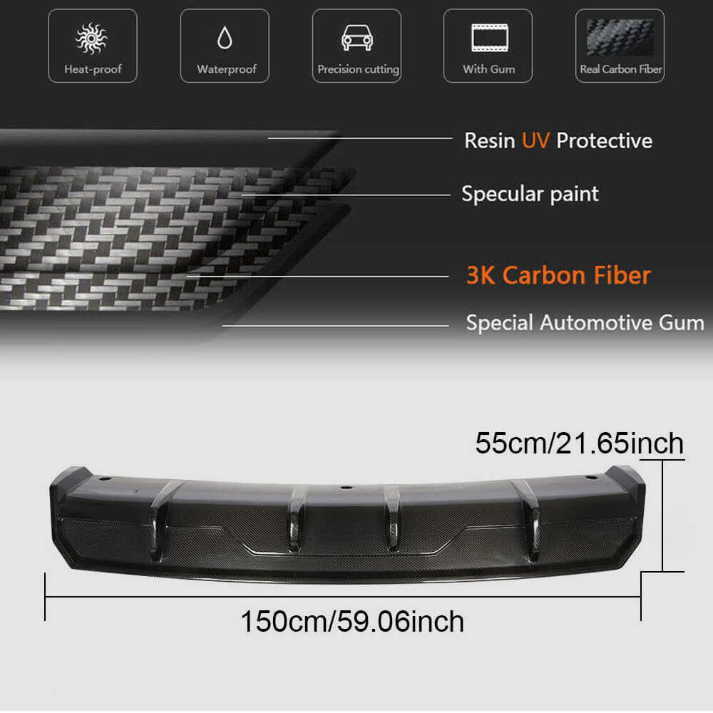 Rear Bumper Diffuser Carbon V2 (2016-2022) for Tesla Model 3 2017- - image 6