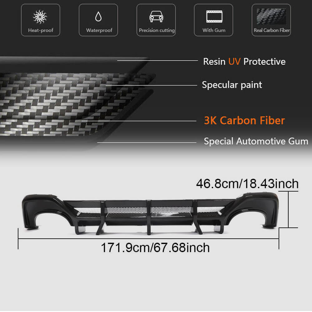 Rear Bumper Diffuser (for RS7 2018-2022, Dry Carbon) for Audi A7 2018- - image 6