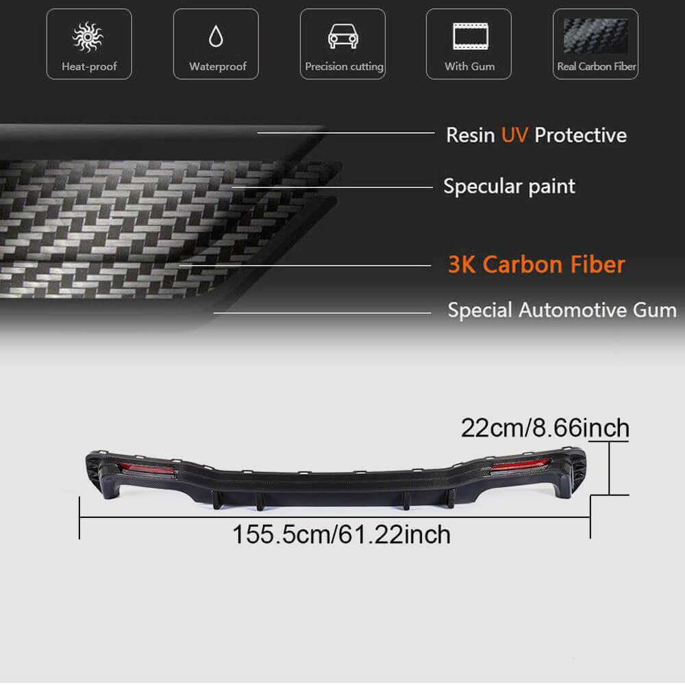 Rear bumper diffuser (for S-Line 2018-2022, Carbon) for Audi A7 2018- - image 6