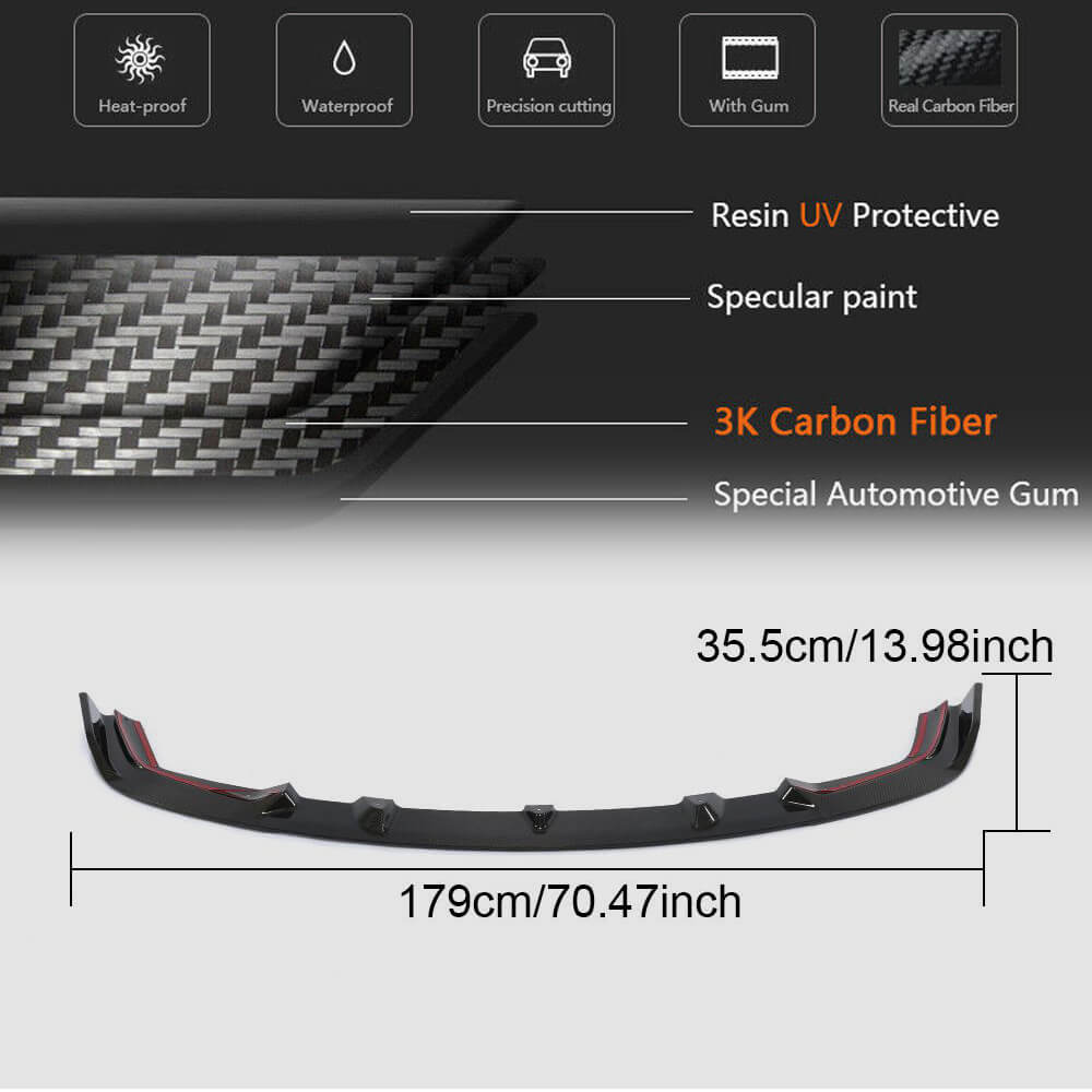 Front Bumper Lip V7 for F87 M2 Competition, Carbon for BMW 2 Series F22/F23 2014-2021 - image 6
