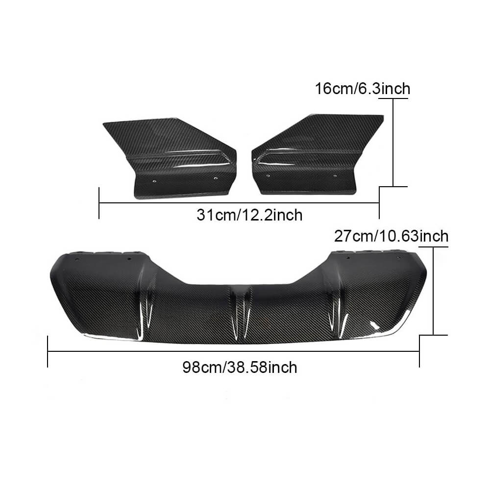 Rear Bumper Diffuser With Splitters Carbon Fiber V1 (M-Sport) for BMW X6 F-16 2014-2019 - image 6