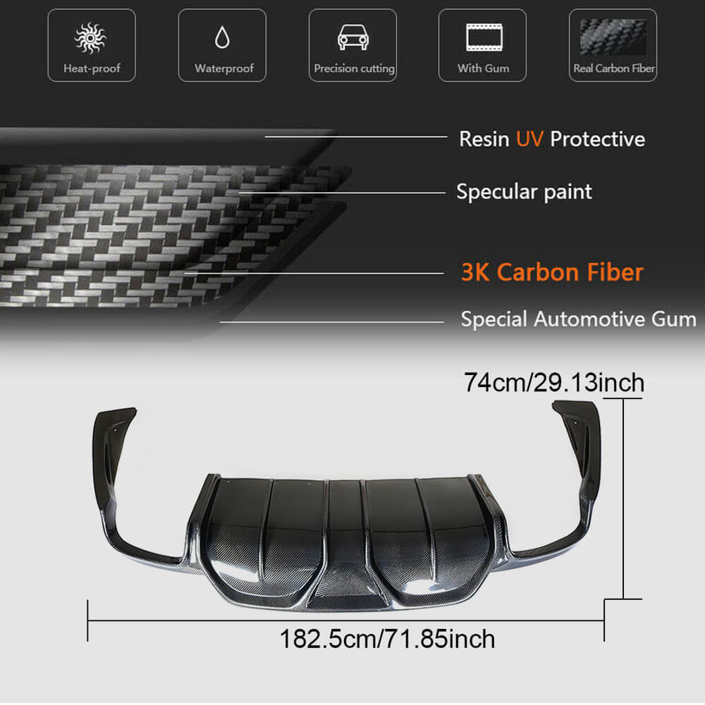 Rear bumper diffuser (for Base/S/S Q4 2014-2017, Carbon) for Maserati Ghibli 2013-2023 - image 6