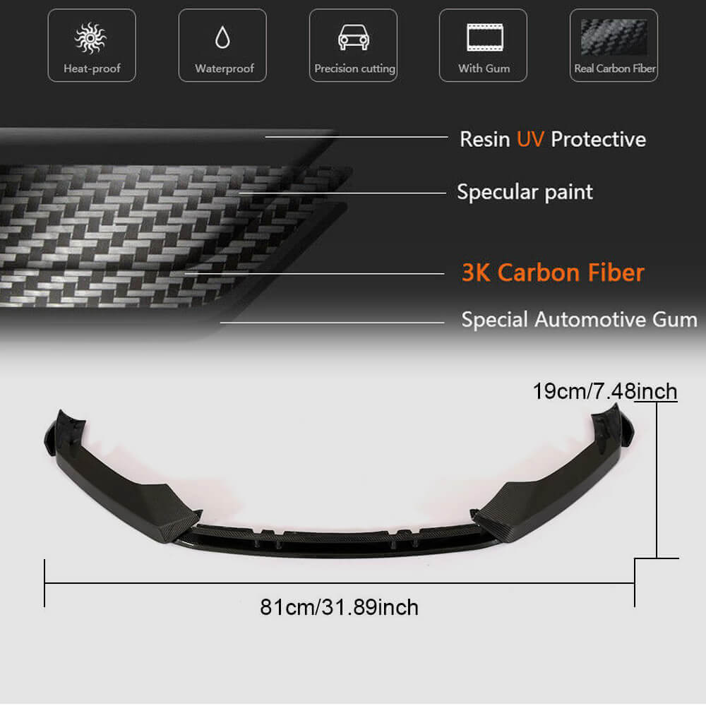 Front Bumper Lip Spoiler (for RS, 2016-2019, Carbon) for Audi ТТ 2014-2023 - image 6