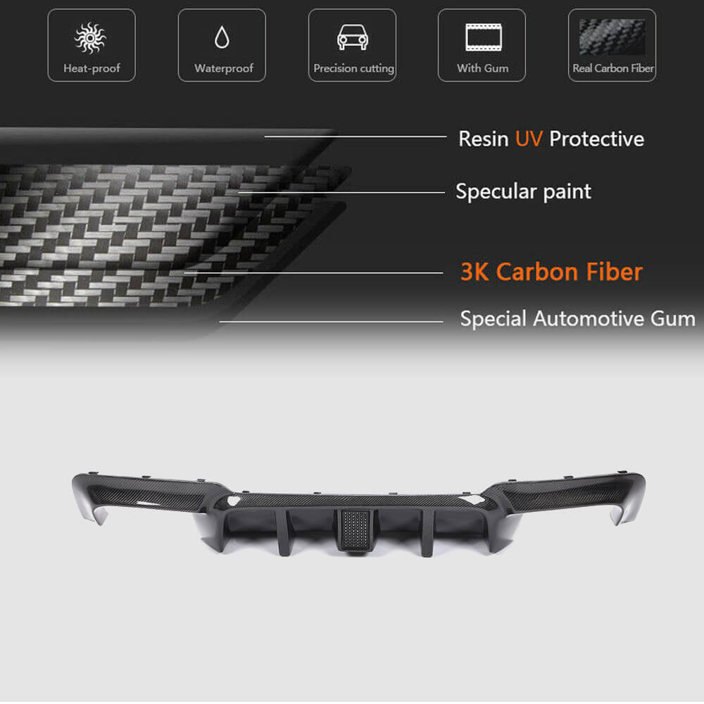 Rear Bumper Diffuser Carbon Fiber V3 (M-Sport) for BMW 5 series F-10/11/07 2010-2016 - image 6
