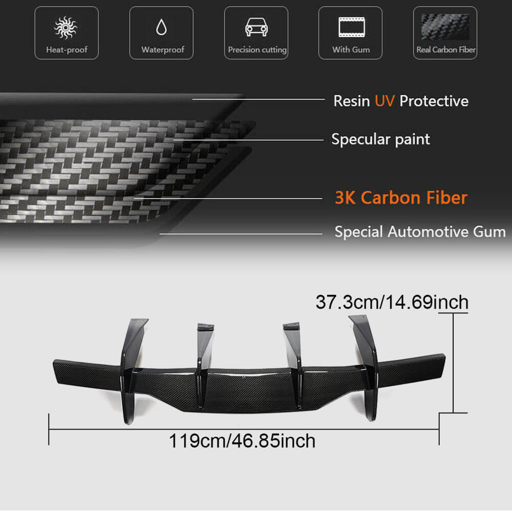 Rear Bumper Diffuser V2 (2019-2022, Carbon) for Chevrolet Corvette C8 2019- - image 6