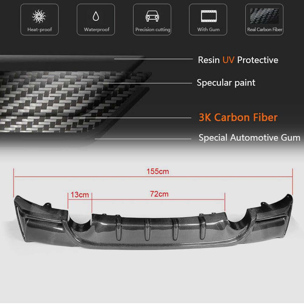 Rear Bumper Diffuser V4 (for F22/F23 M-Sport, Carbon) for BMW 2 Series F22/F23 2014-2021 - image 6