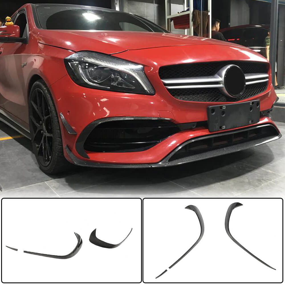 Front Bumper Lip Spoiler (for AMG-Line / A45 AMG HB 2016-2018, Carbon) for Mercedes A-сlass W176 2012-2018 - image 6