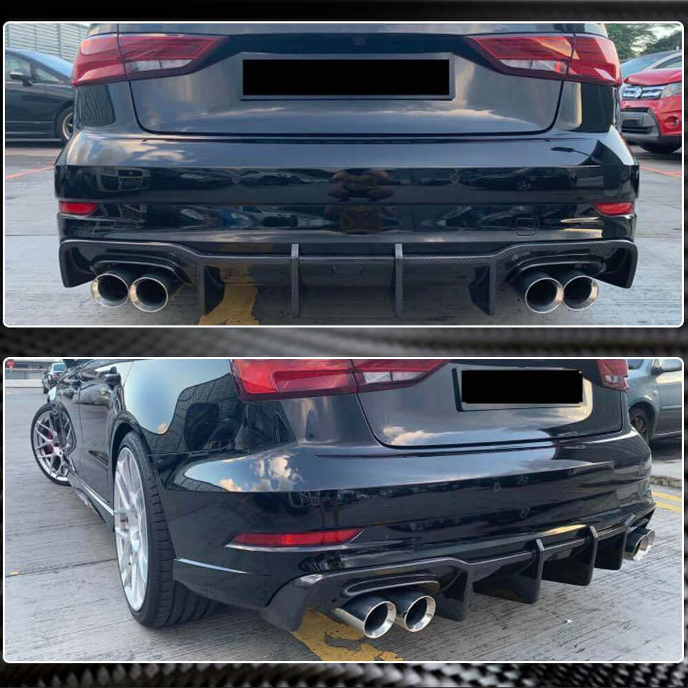 Rear bumper diffuser V1 (for S-Line SD 2017-2020, Carbon) for Audi A3 2012-2020 - image 6