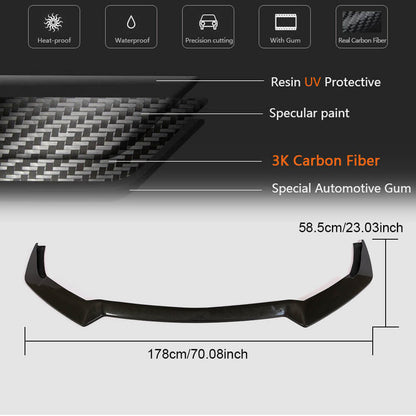 Front Bumper Lip Spoiler (2017-2020, Carbon) for Ford Mustang 2015-2023 - image 6