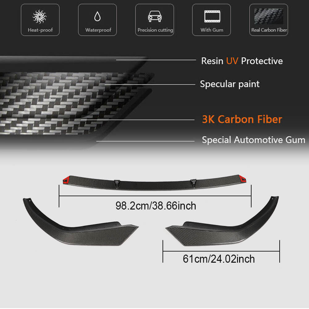 Front Bumper Lip SC-Style for M-Sport 2018-2022 Carbon for BMW 3 Series G20/G21 2018- - image 6