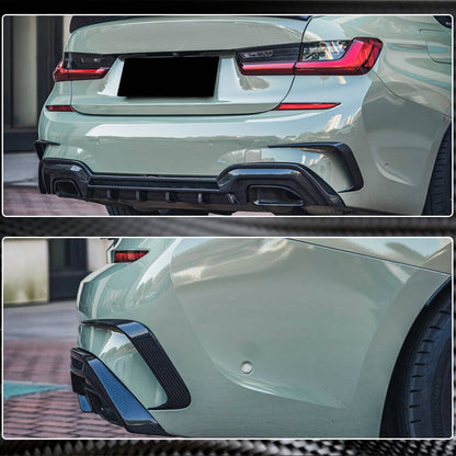Rear Bumper Flap Extensions (for M-Sport 2018-2022, Carbon) for BMW 3 Series G20/21 2018- - image 6