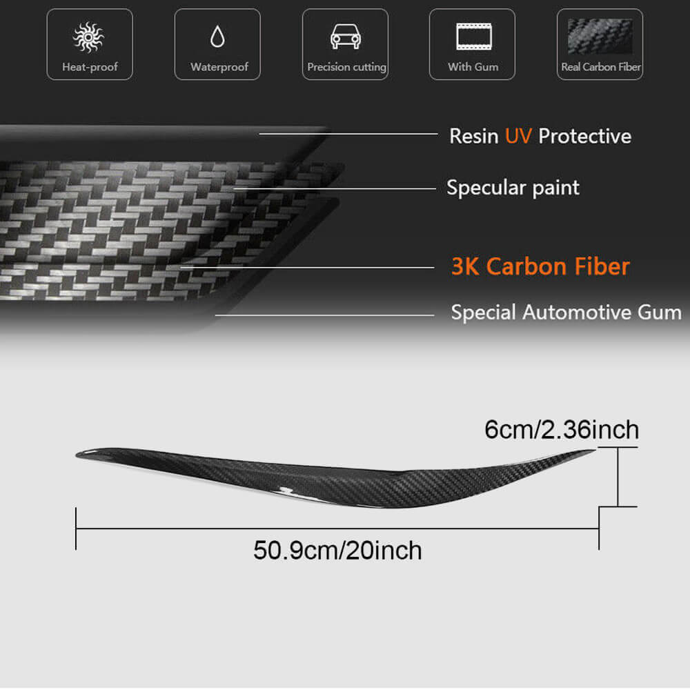 Headlight Eyebrows Lamp Eyelids Dry Carbon Fiber for BMW 2 Series F22/23 2014-2021 - image 6