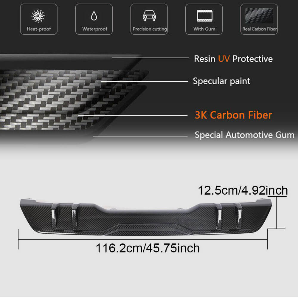 Rear bumper diffuser V1 (2018-2022, natural carbon) for BMW X5 G05 2019- - image 6