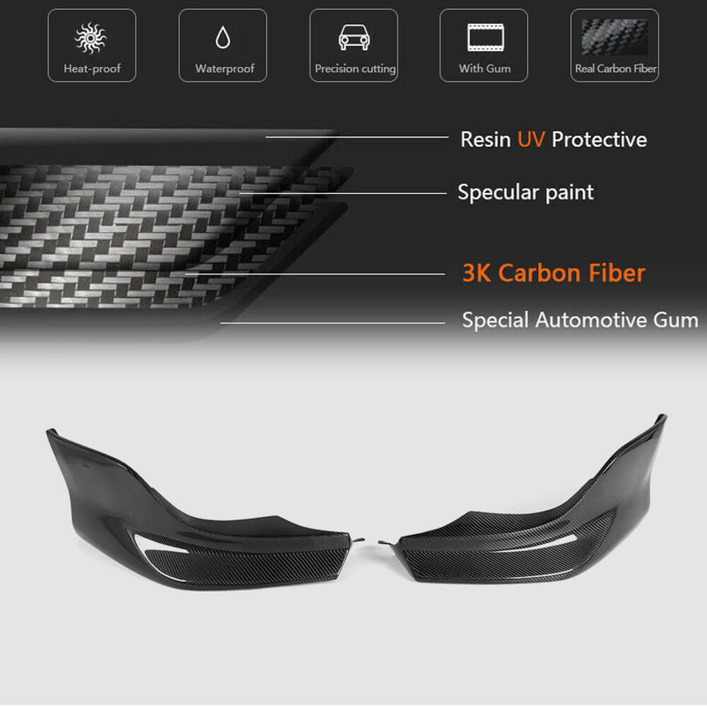 Front Bumper Splitters Carbon Fiber (for M-Sport) for BMW 5 series E-60/61 2003-2010 - image 6