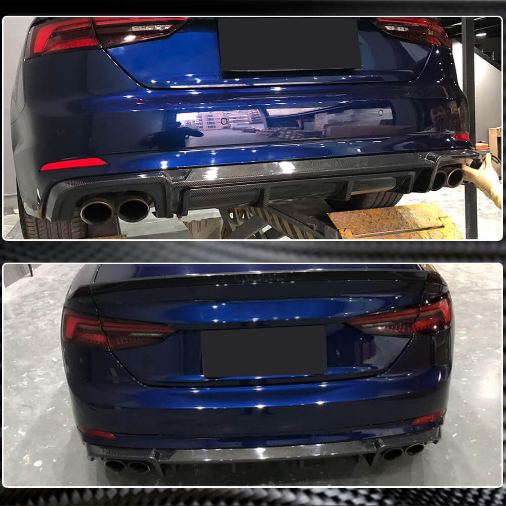 Rear Bumper Diffuser V2 (for S-Line 2016-2020, Carbon) for Audi A5 2016-2025 - image 6