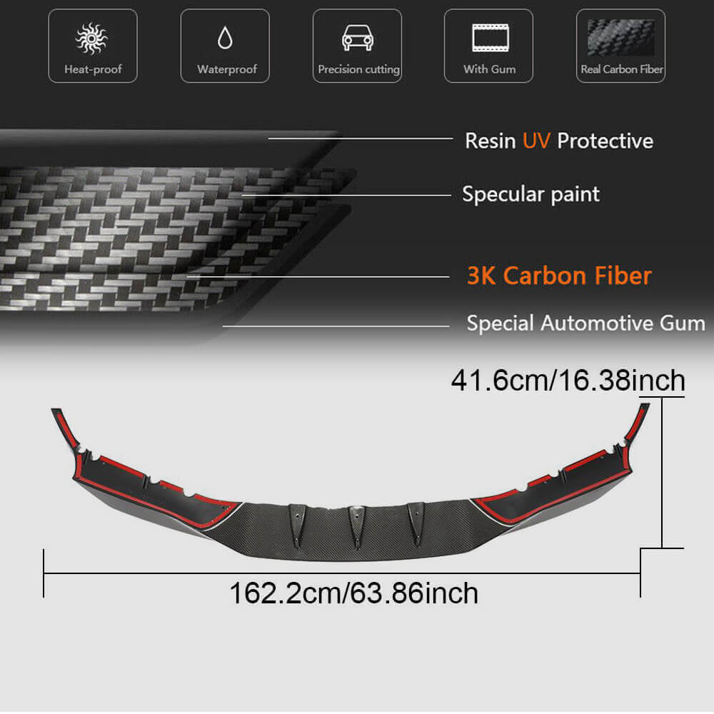 Front Bumper Lip V4 for M5 F90 2017-2020 Carbon for BMW 5 Series G30/31 2017-2023 - image 6