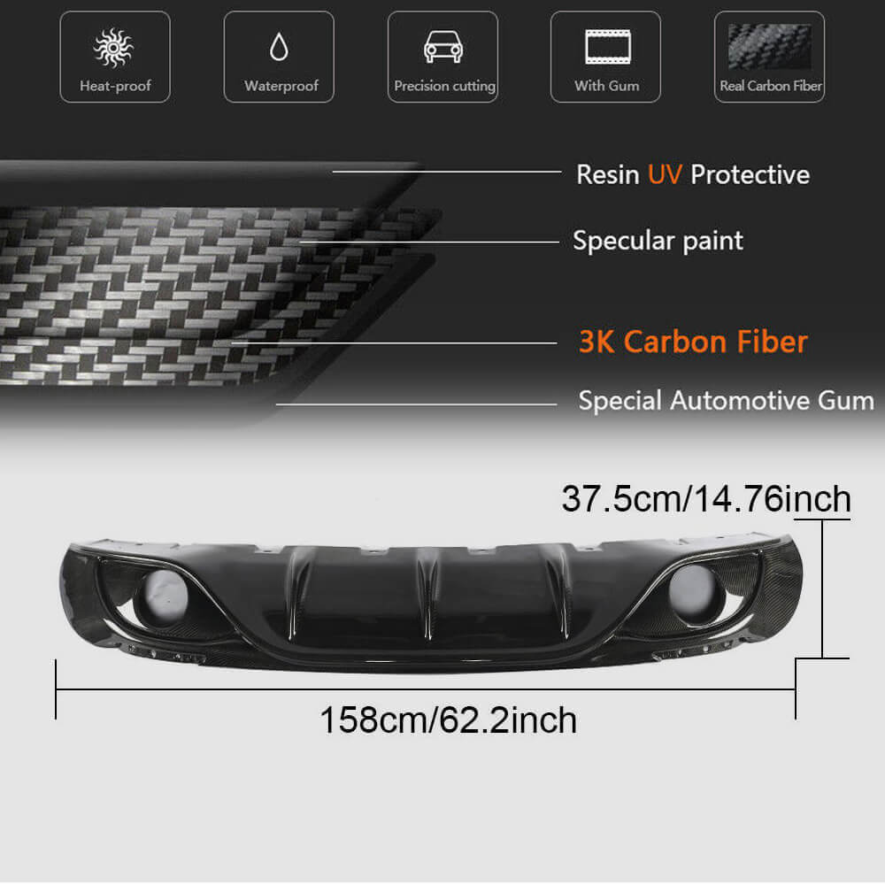 Rear Bumper Diffuser (for Sport, Carbon) for Alfa Romeo Giulia 2016-2022 - image 6