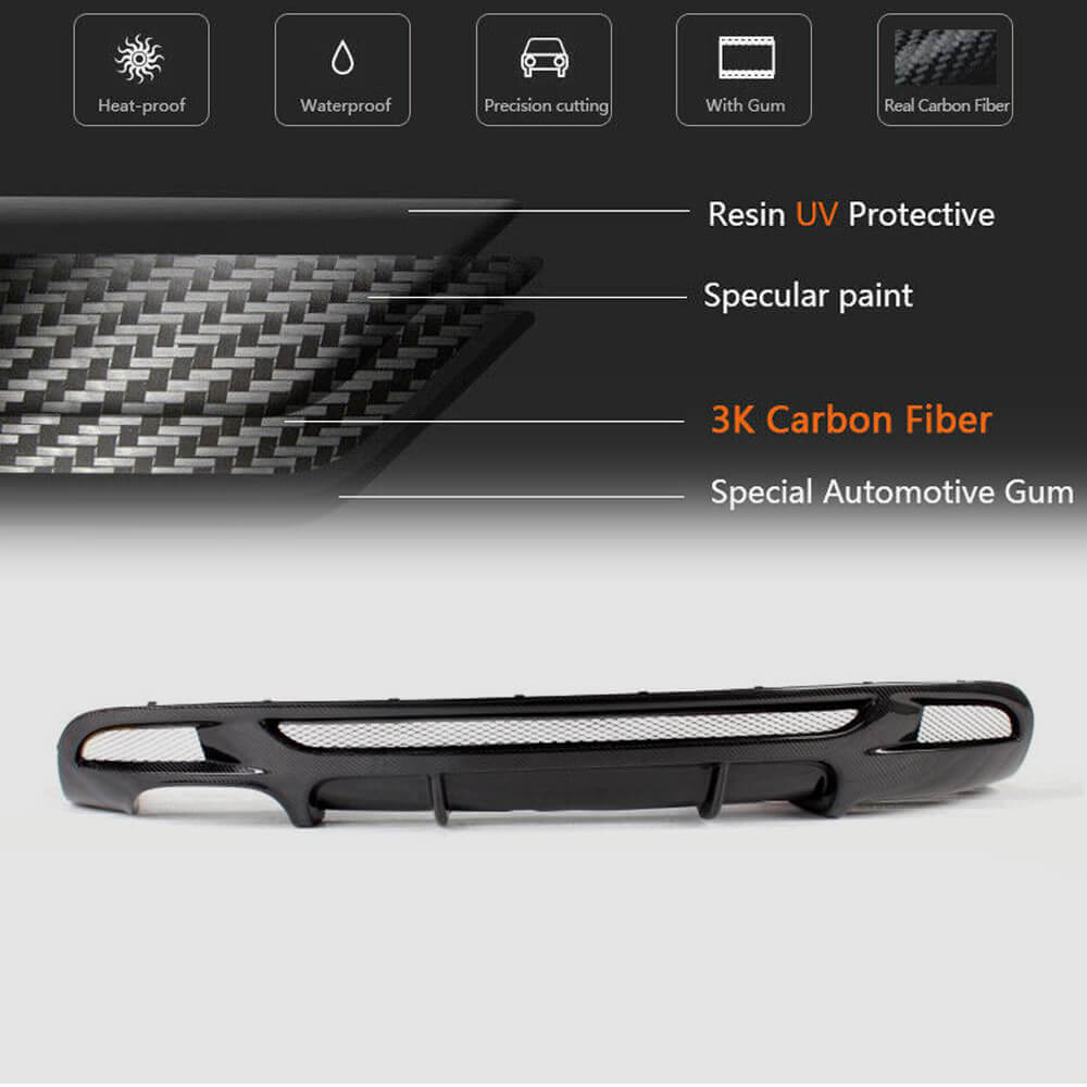 Rear Bumper Diffuser V1 for E82/E88 M-Sport, Carbon for BMW 1 Series E81/82/87/88 2004-2011 - image 6