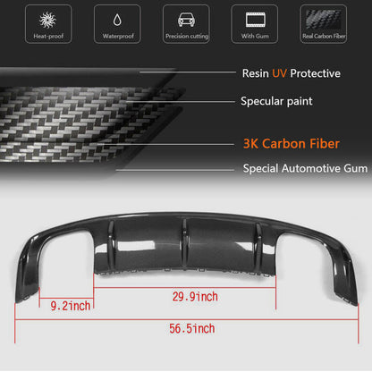 Rear Bumper Diffuser V2 (for S-Line SD 2012-2016, Carbon) for Audi A3 2012-2020 - image 6