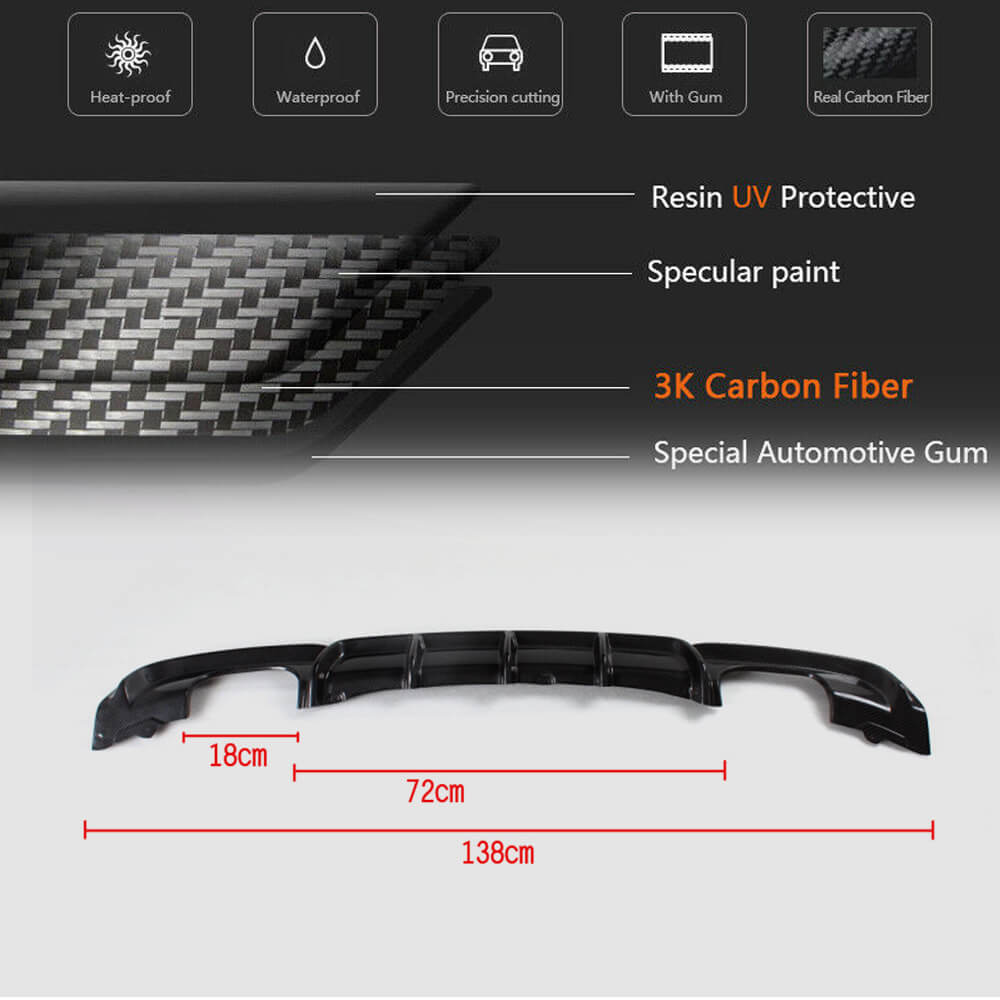 Rear Bumper Diffuser V4 (for F30 M-Sport, Carbon) for BMW 3 Series F30/F31 2012-2019 - image 6