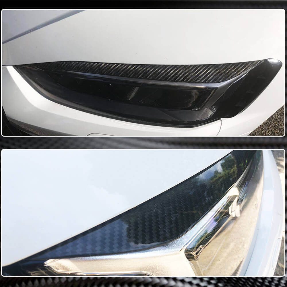 Headlight Eyelids Lamp Eyebrows Dry Carbon Fiber for Audi A5 2016-2025 - image 6