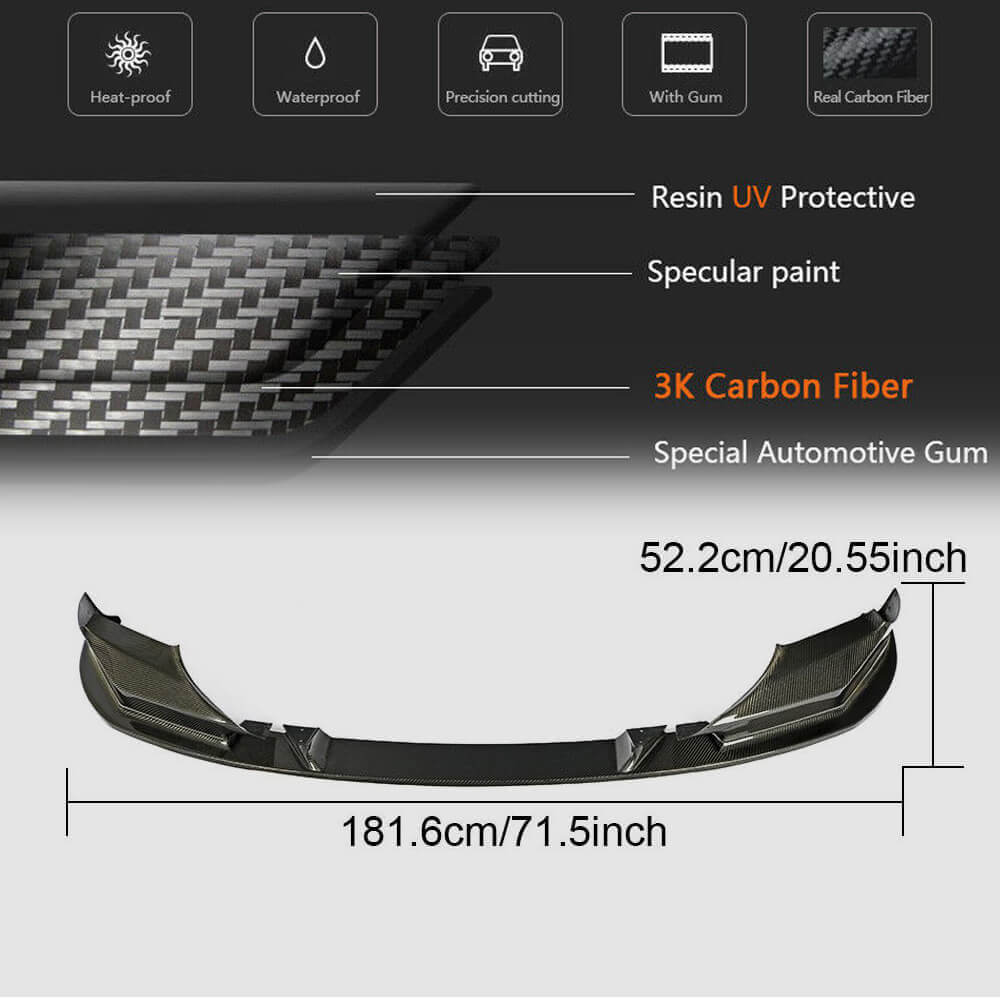 Front Bumper Lip V2 for M5 F90 2017-2020 Carbon for BMW 5 Series G30/G31 2017-2023 - image 6