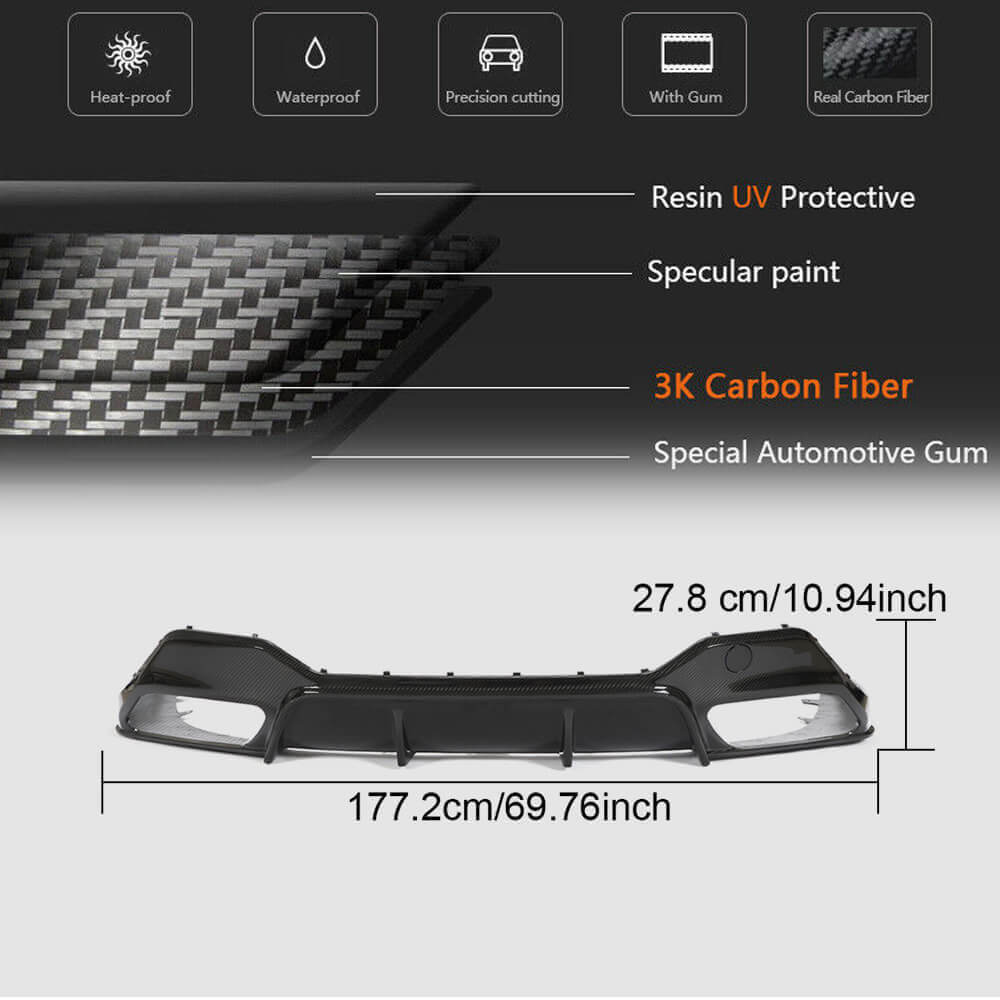 Rear Bumper Diffuser V2 for G14/G15 M-Sport, Carbon for BMW 8 cерія G14/G15/G16 2018- - image 6