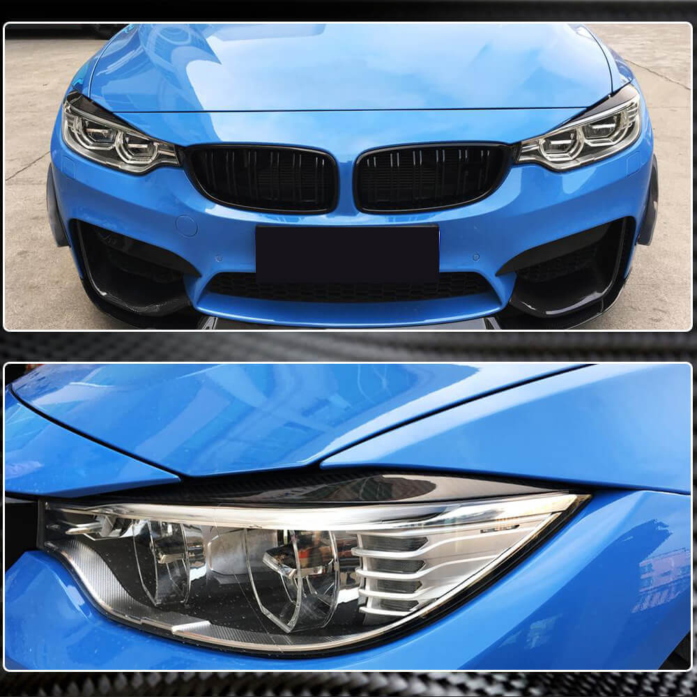 Headlight Eyebrows Lamp Eyelids Dry Carbon Fiber V2 for BMW 4 series F-32 2012-2020 - image 6