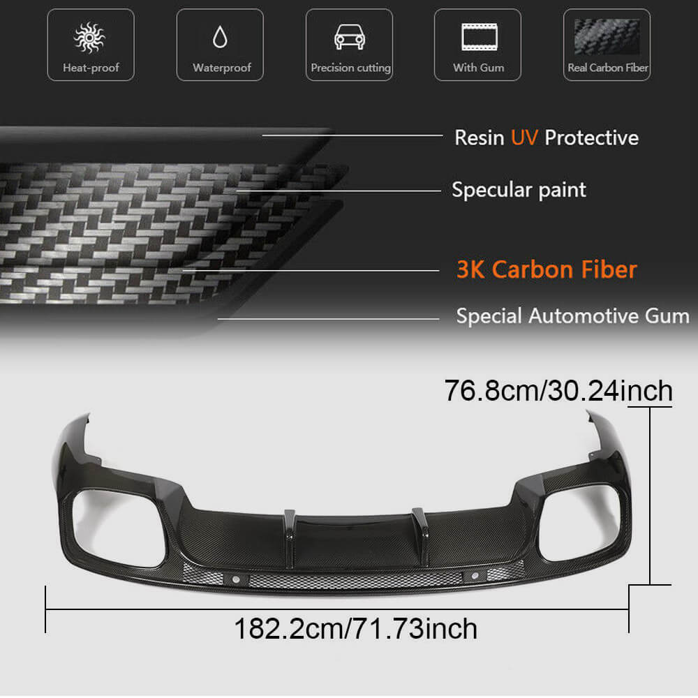 Rear Bumper Diffuser (2016-2020, Carbon) for Porsche Panamera 2016-2023 - image 6