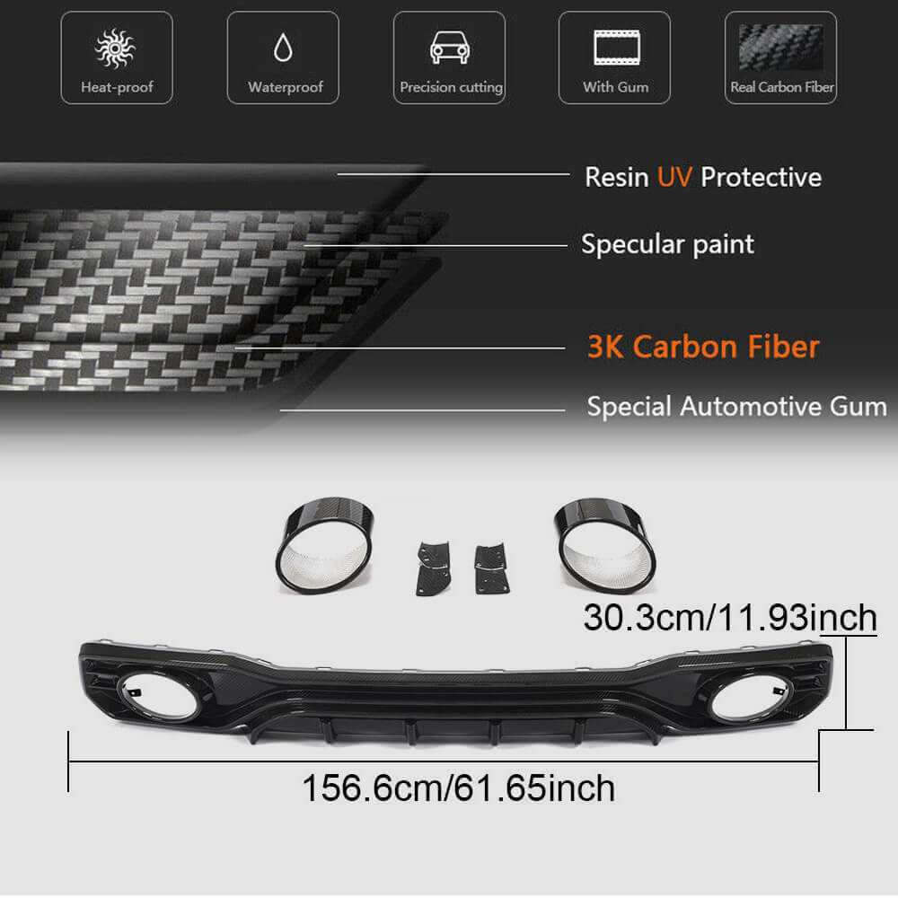 Rear bumper diffuser with nozzles (for S-Line 2018-2022, Dry Karon) for Audi A7 2018- - image 6