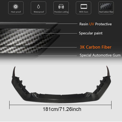 Front Bumper Lip Spoiler (for Base 2017-2019, Carbon) for Jaguar F-Type 2013-2024 - image 6