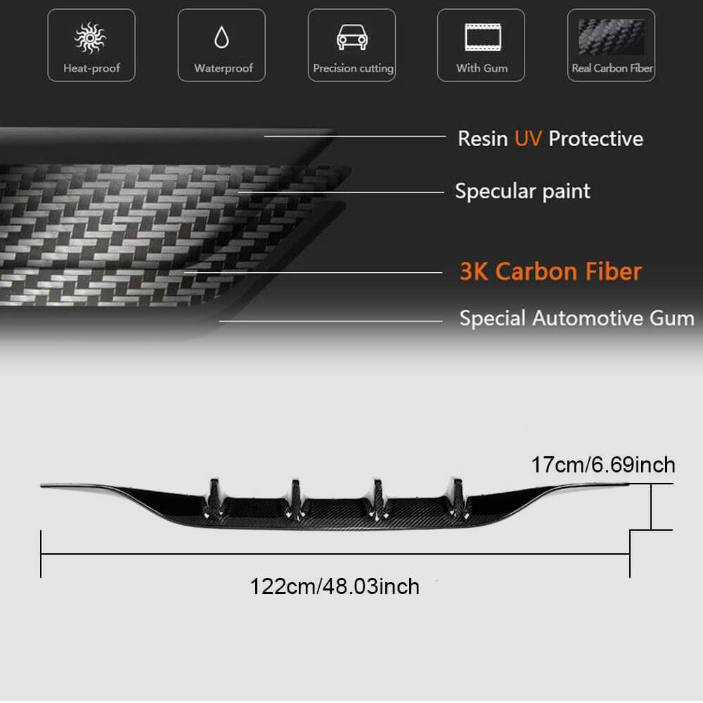 Rear bumper diffuser (for AMG-Line coupe/convertible / C43 AMG 2015-2019, Carbon) for Mercedes C-class W205 2014-2021 - image 6