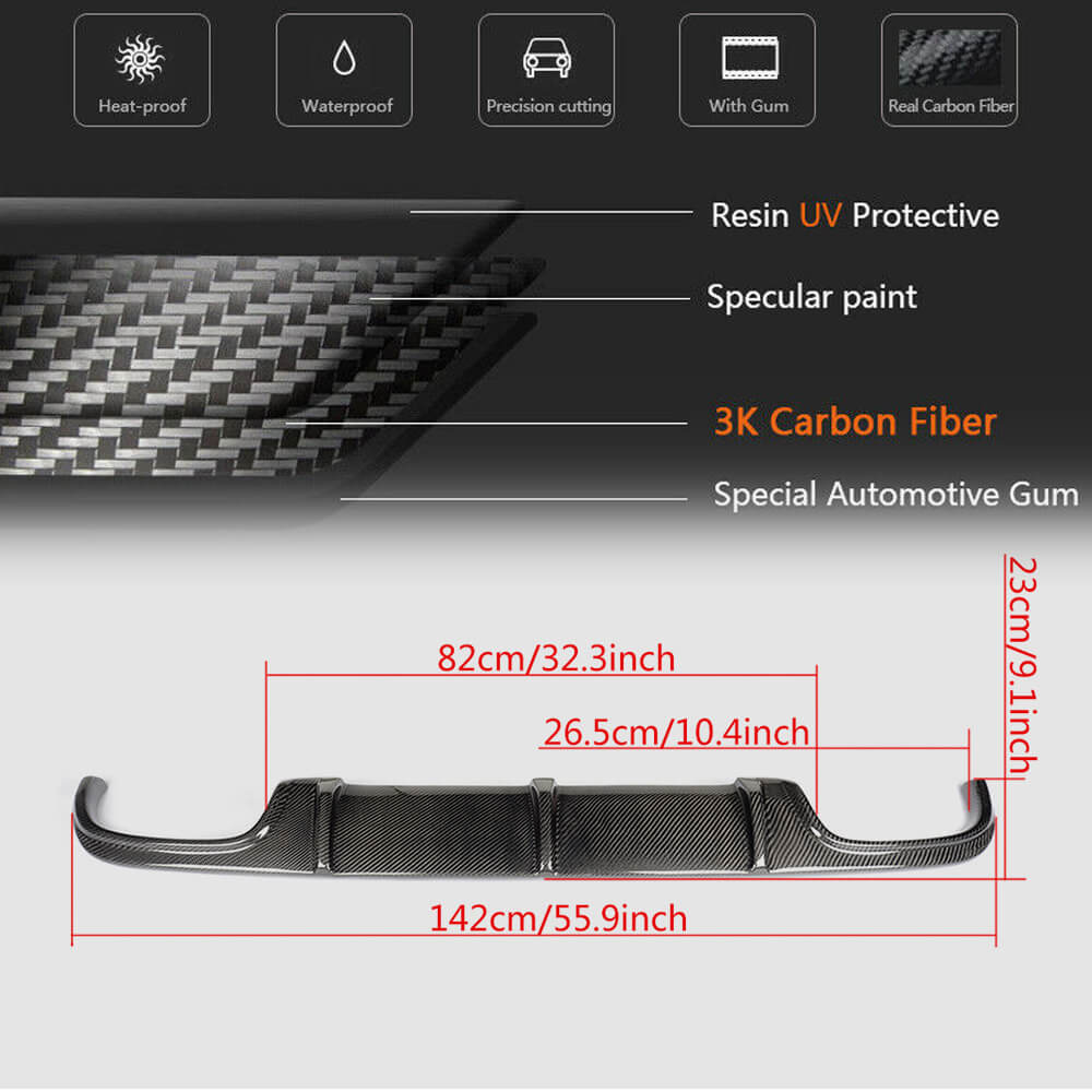 Rear Bumper Diffuser for E55 AMG 2003-2006, Carbon for Mercedes E-сlass W211 2002-2009 - image 6