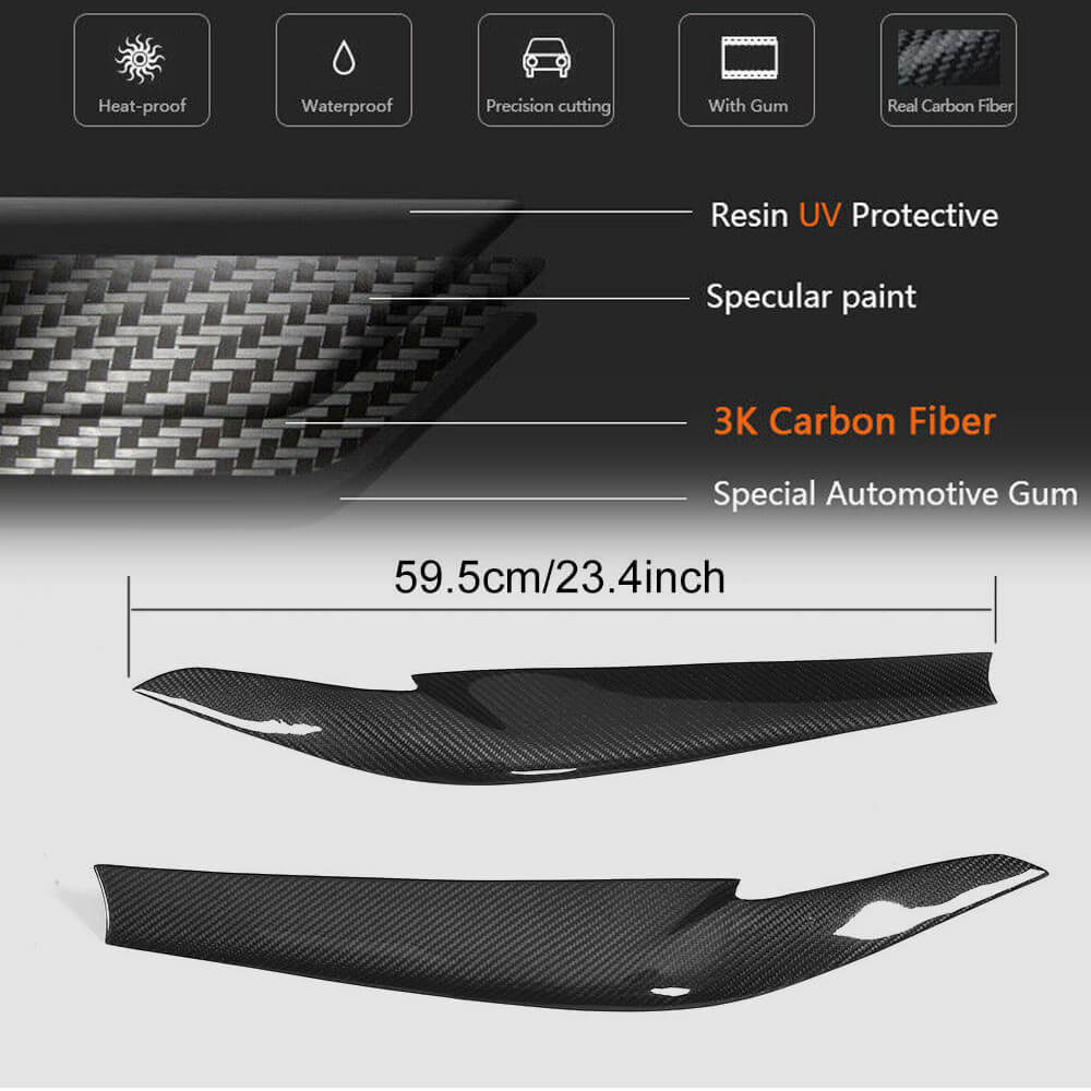 Headlight Lamp Eyelid Eyebrows Dry Carbon Fiber (2017-2020) for BMW 5 Series G30/31 2017-2023 - image 6