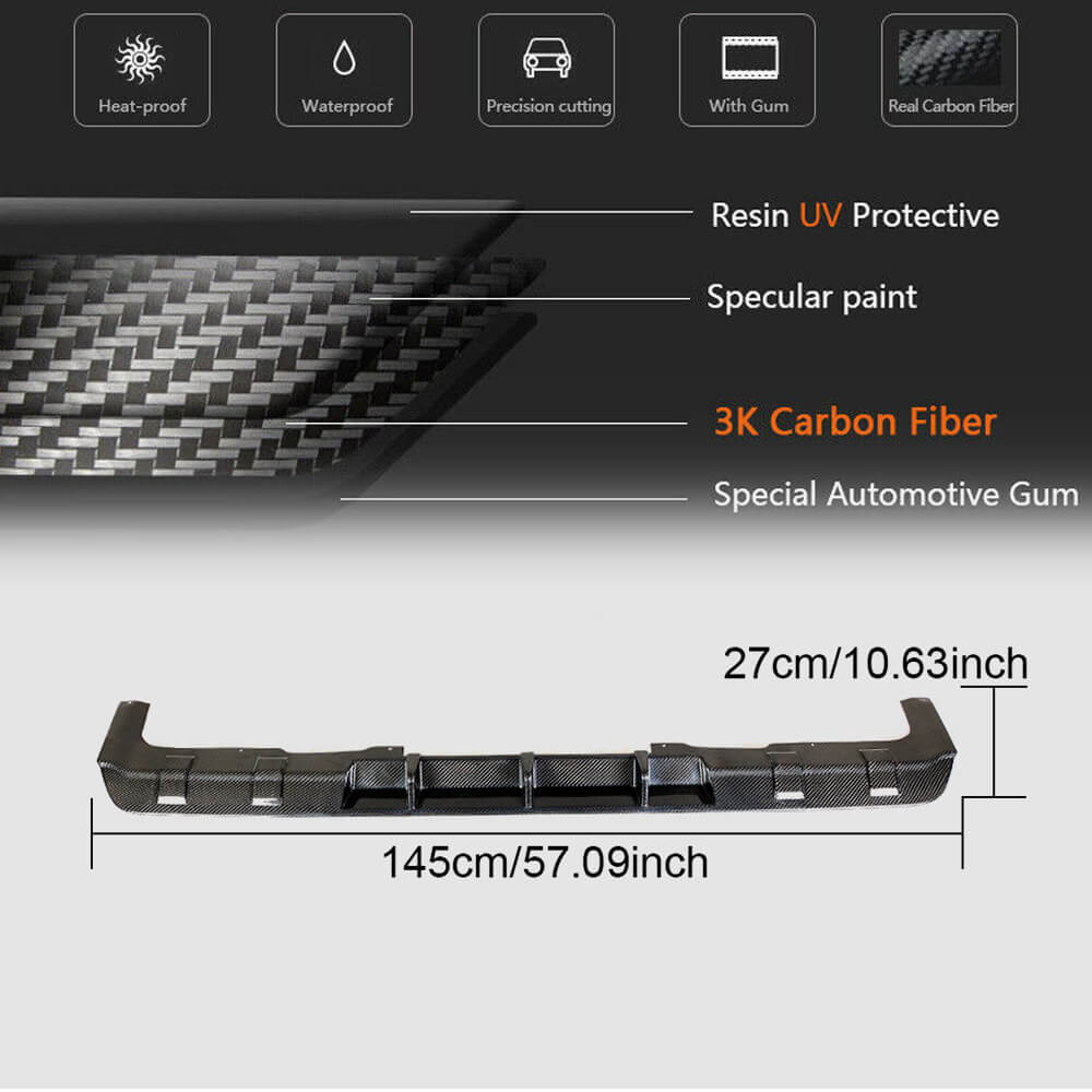 Rear Bumper Diffuser V1 for G63 AMG, Carbon for Mercedes G сlass W463 2018-2024 - image 6