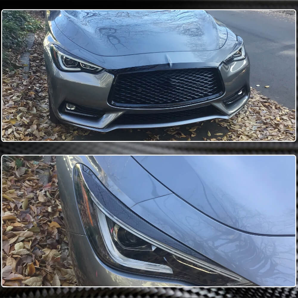 Eyelashes on headlights (for Q60 2016-2022, Carbon) for Infiniti Q50/Q60 2013-2024 - image 6