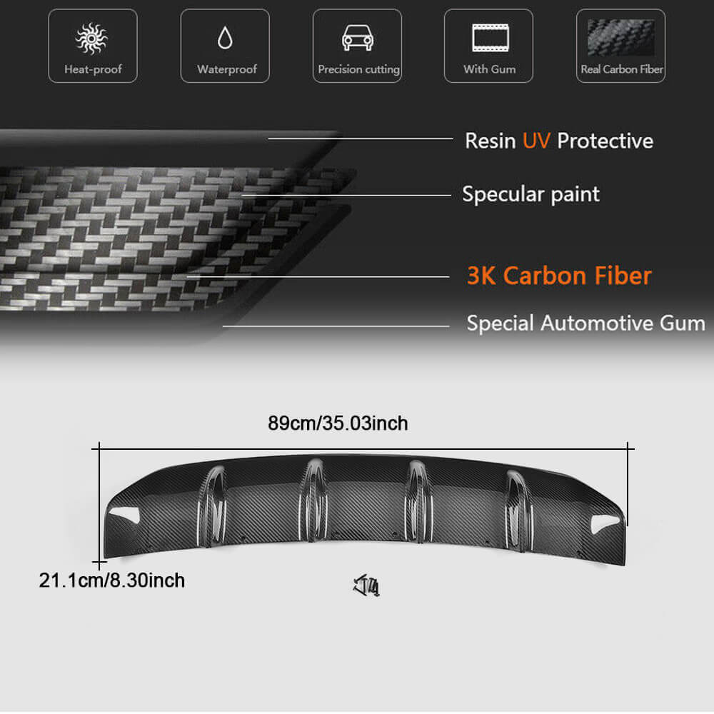 Rear bumper diffuser (for Base/F-Sport 2016-2020, Carbon) for Lexus IS 2013- - image 6