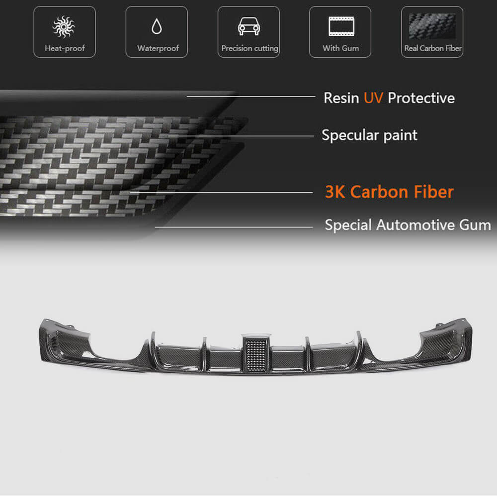 Rear Bumper Diffuser V2 for F30 M-Sport, Carbon for BMW 3 Series F-30/31/34 2012-2019 - image 13