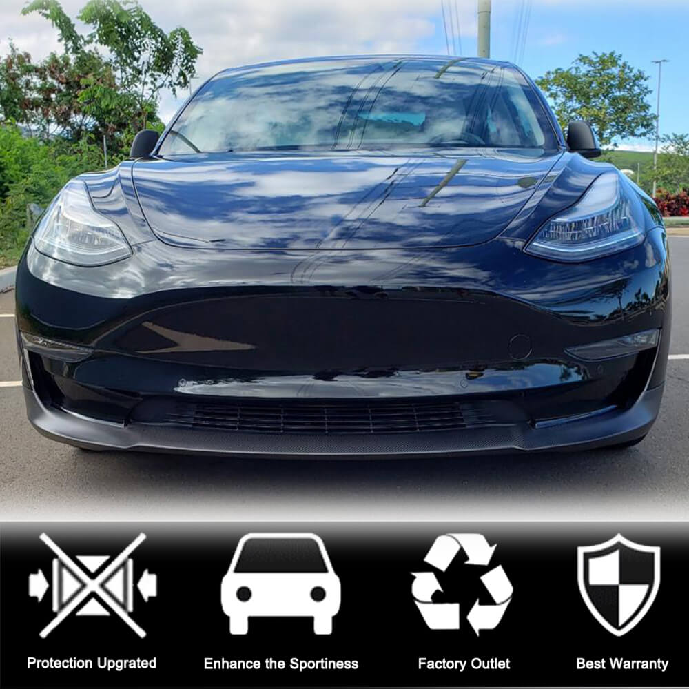 Front Bumper Lip V7 (2017-2023, Carbon) for Tesla Model 3 2017- - image 6
