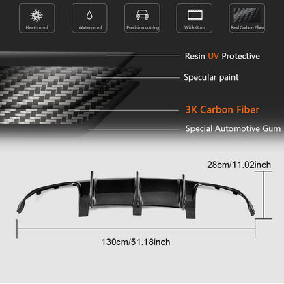 Rear Bumper Diffuser V1 for AMG SD 2008-2011, Carbon for Mercedes C-class W204 2007-2015 - image 6