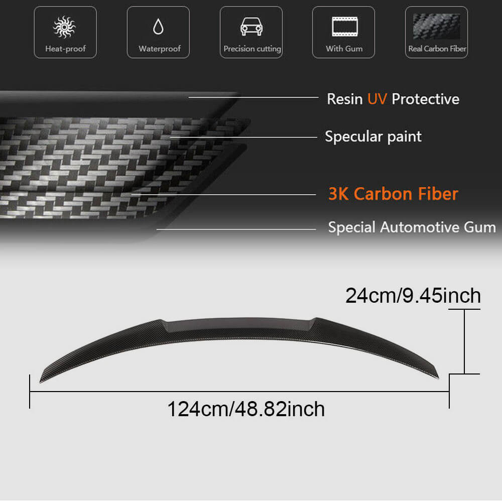 Rear Trunk Spoiler Carbon Fiber V12 (SD) for BMW 3 series F-30/31/34 2012-2019 - image 6