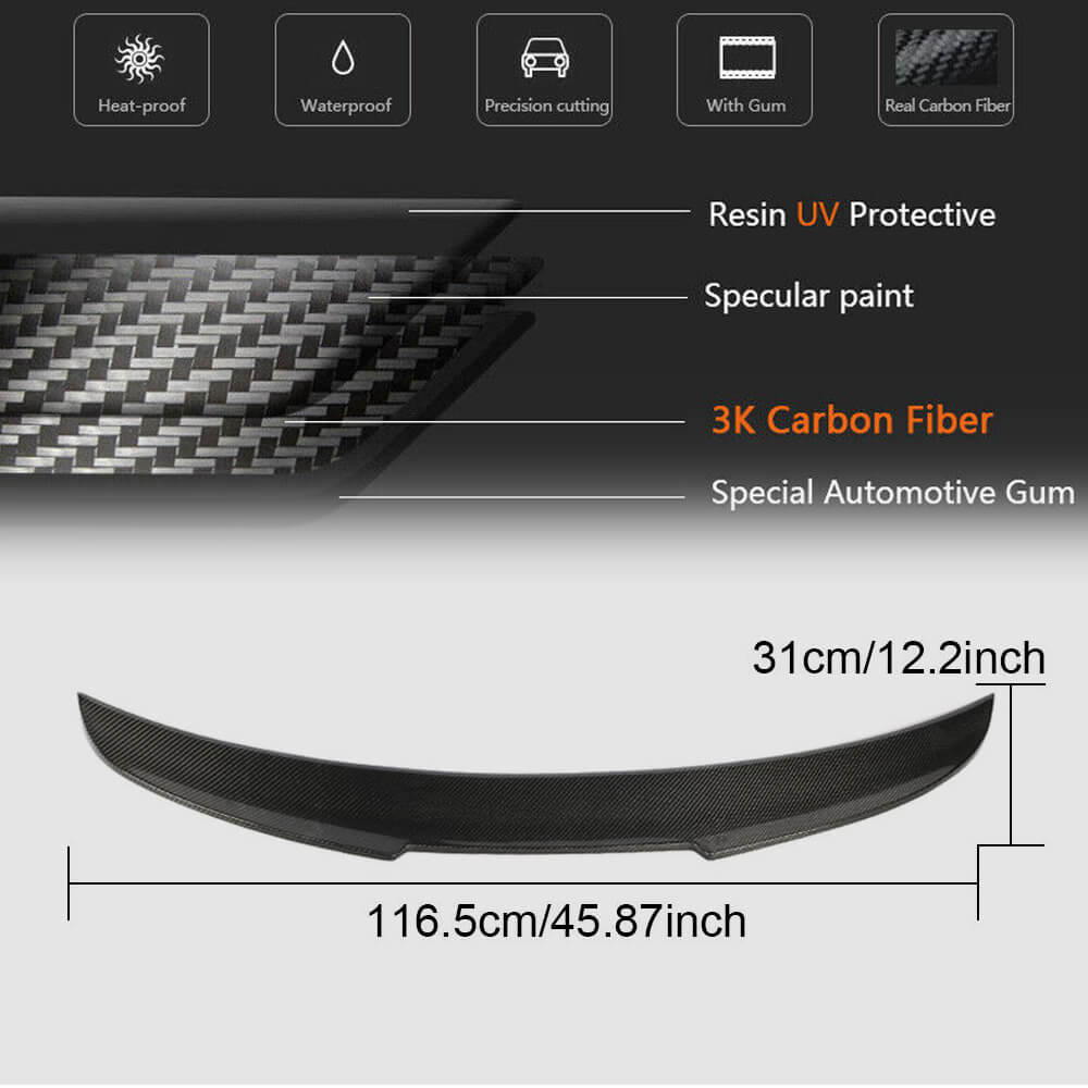 V5 Spoiler (for Sedan, Carbon) for Audi A3 2012-2020 - image 6