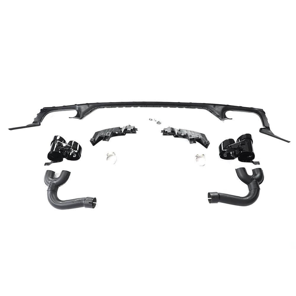 Rear bumper diffuser with nozzles (Black) for Audi Q8 2018- - image 6