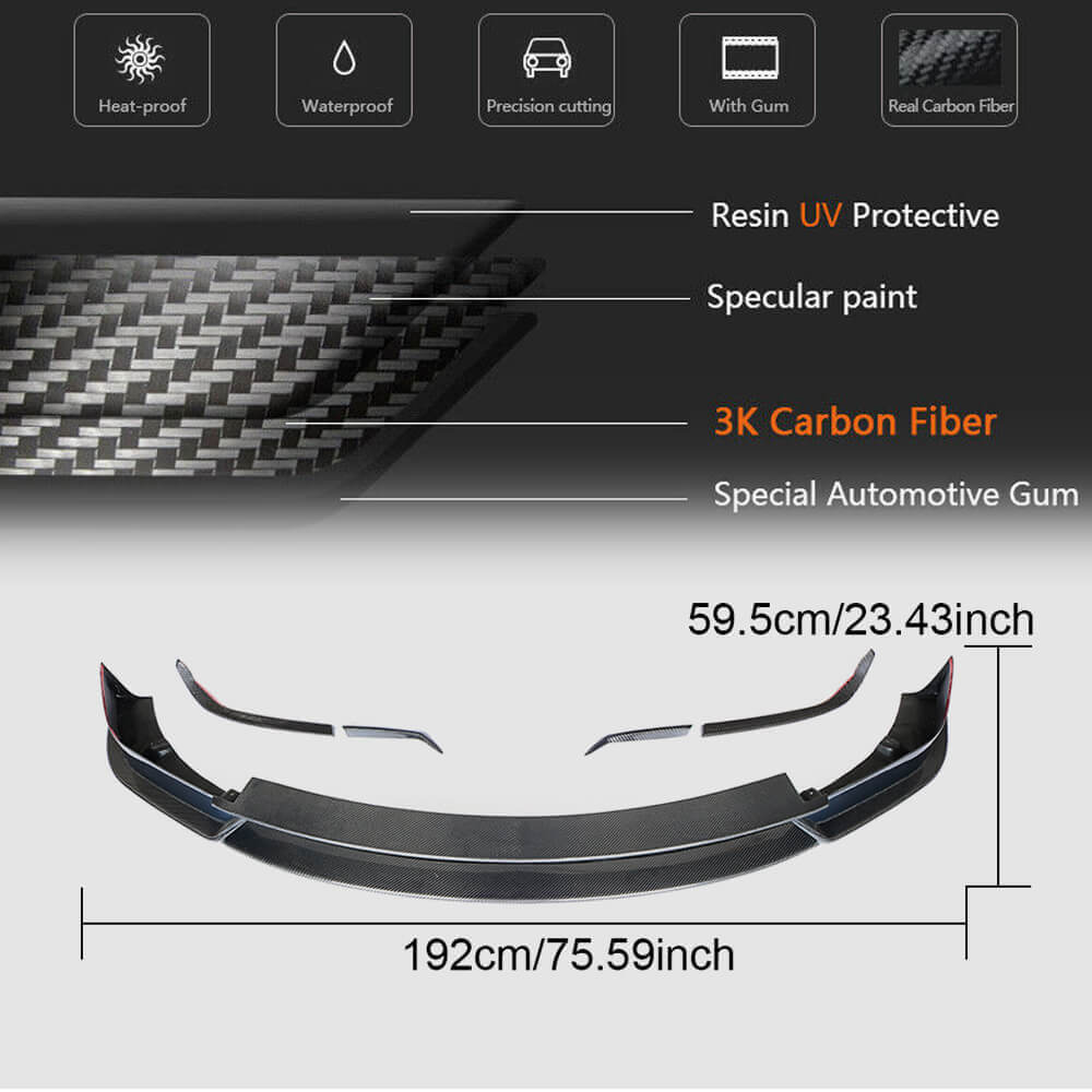 Front Bumper Lip Spoiler (2015-2021, Carbon) for Tesla Model X 2015- - image 6