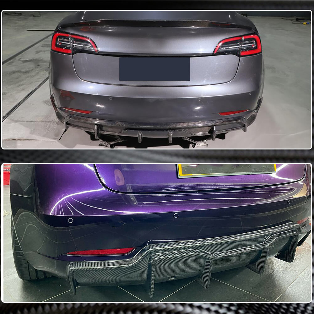 Rear Bumper Diffuser Carbon Fiber V1 (2016-2022) for Tesla Model 3 - image 6