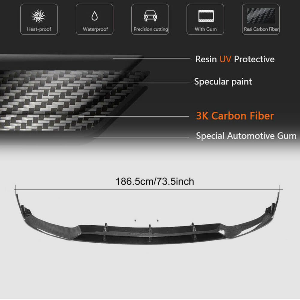 Front Bumper Lip V2 (for Coupe/Cabriolet C63 AMG 2015-2019, Carbon) for Mercedes C-сlass W205 2014-2021 - image 6