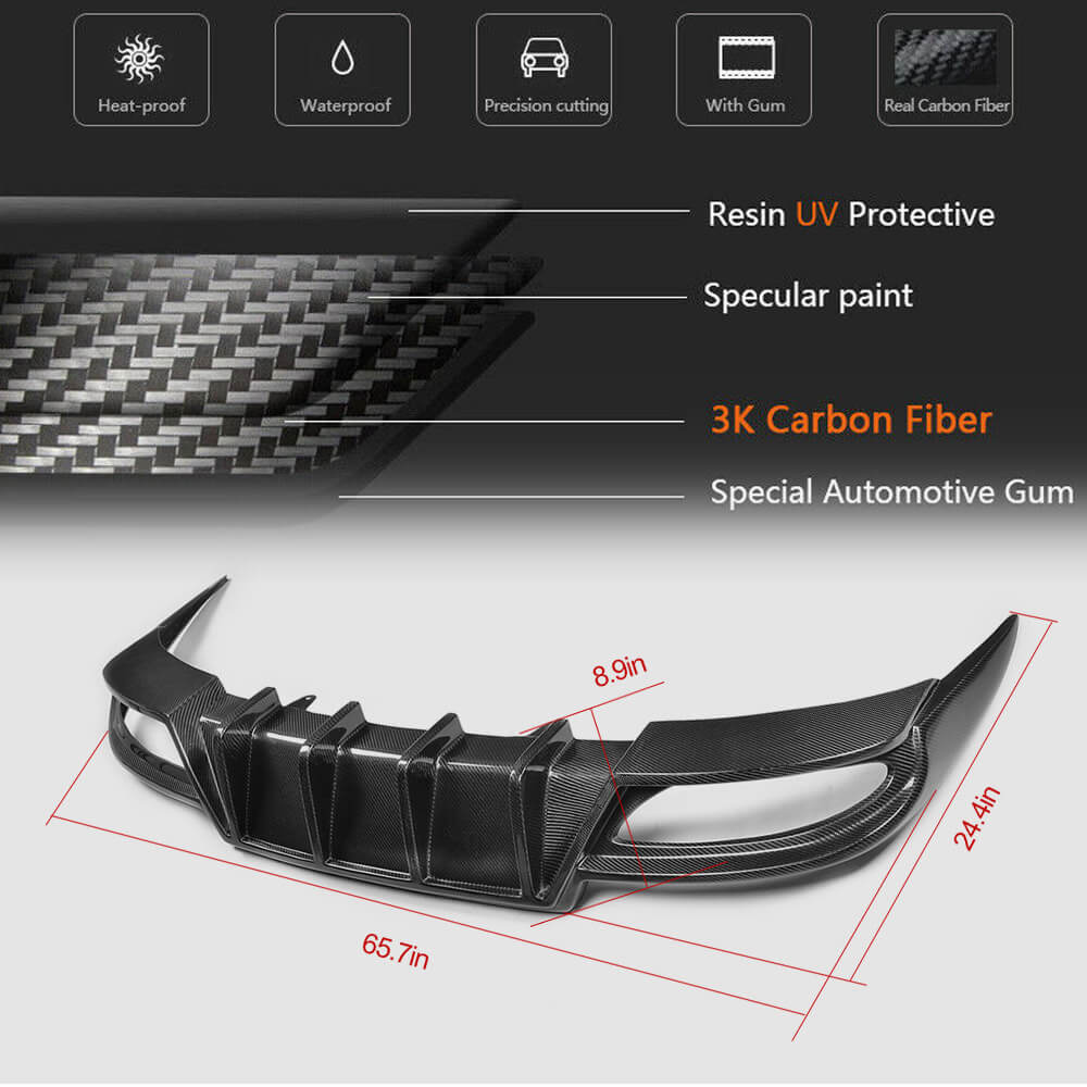 Rear bumper diffuser (for F-Sport 2011-2015, Carbon) for Lexus GS 2011-2020 - image 6