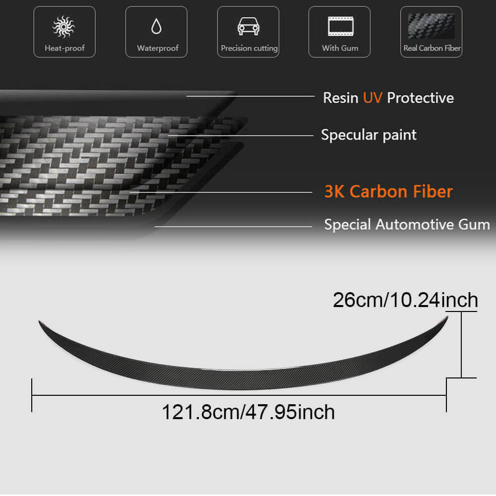 Rear Trunk Spoiler Carbon Fiber V7 (2016-2022) for Tesla Model 3 - image 6