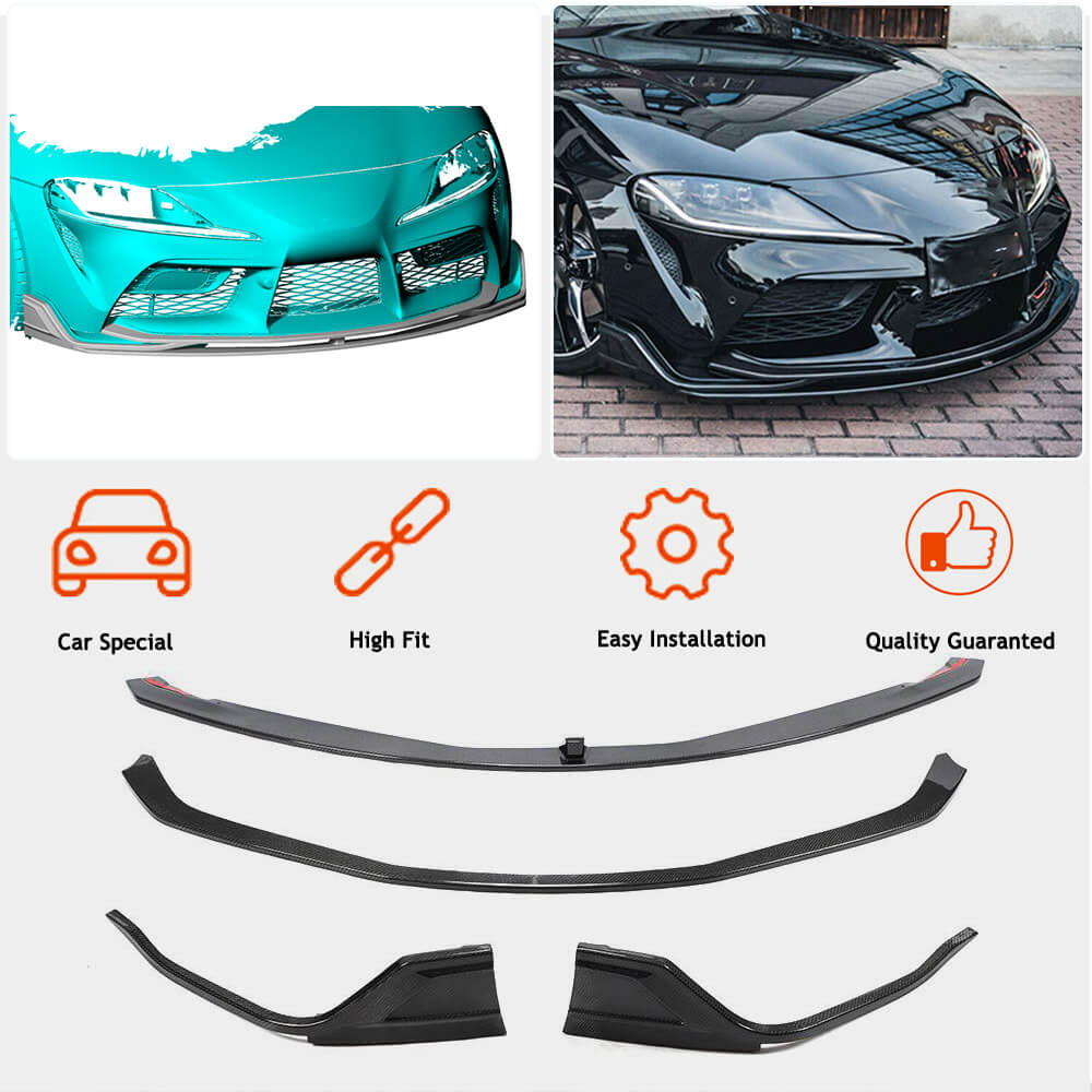 Cover on the front bumper Lip V2 (Carbon) for Toyota Supra 2019- - image 6
